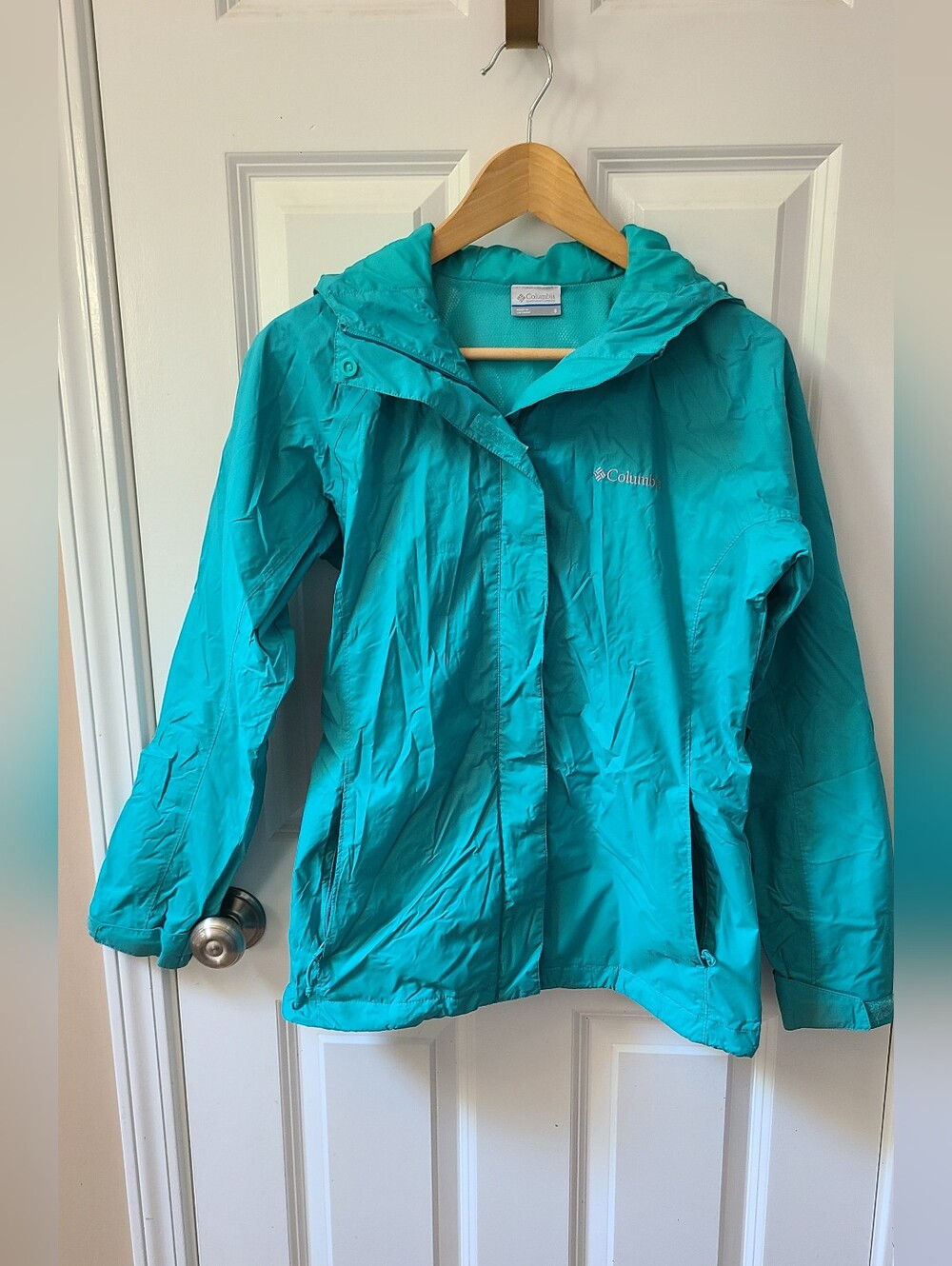 Columbia Small Teal Waterproof Hooded Jacket